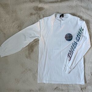 Santa Cruz White and Blue Logo Tee